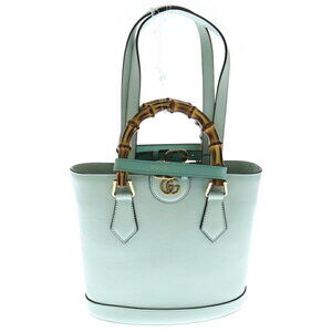 GUCCI Diana Bamboo Green Leather Handbag